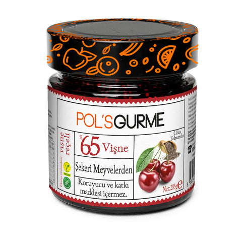Pol's Gurme Vişne Reçeli Chia Tohumlu Şeker İlavesiz %65 Meyve Oranlı 285 gr