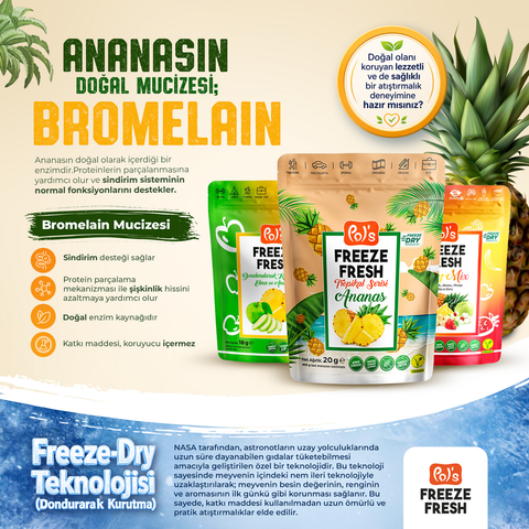 Pol's Freeze Fresh Dondurularak Kurutulmuş Ananas 20 g x 7