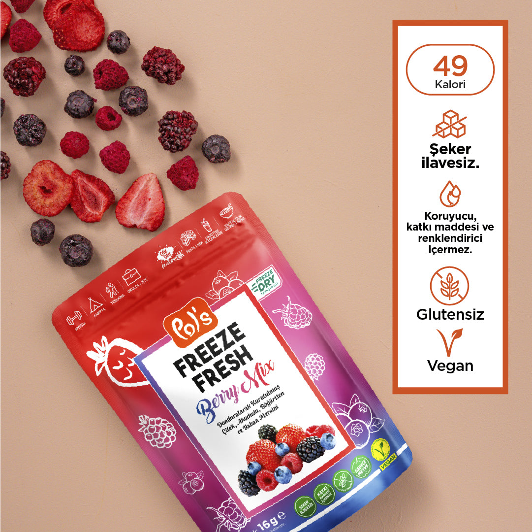 16.berryさん Freeze Fresh Dondurularak Kurutulmuş Berry Mix 16 gr – Pols Turkiye