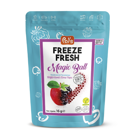 Pol's Freeze Fresh Dondurularak Kurutulmuş Magic Ball Böğürtlenli Elma Topları 16 gr