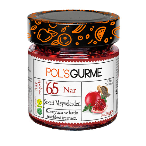 Pol's Gurme Nar Reçeli Chia Tohumlu Şeker İlavesiz %65 Meyve Oranlı 285 gr