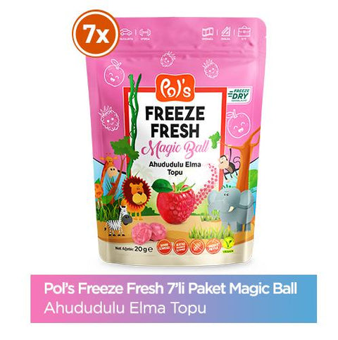 Pol's Freeze Fresh Dondurularak Kurutulmuş Magic Ball Ahududulu Elma 20 gr x 7