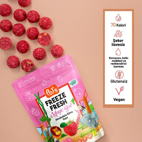 Pol's Freeze Fresh Dondurularak Kurutulmuş Magic Ball Ahududulu Elma 20 gr x 7