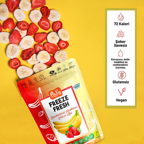 Pol's Freeze Fresh Dondurularak Kurutulmuş Muz - Çilek Mix 20 g
