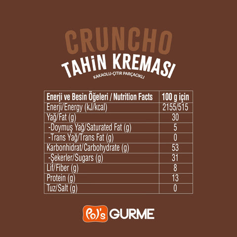 Pol's Gurme Cruncho Kakaolu Çıtır Parçacıklı Tahin Kreması 210 g
