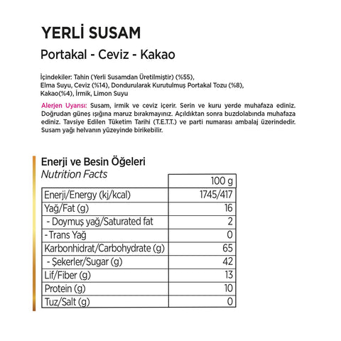 Pol's Gurme Yerli Susam Portakallı Cevizli Kakaolu Yaz Helvası 350 g