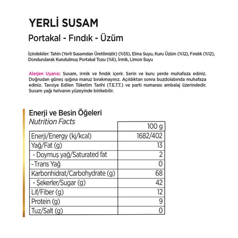 Pol's Gurme Yerli Susam Portakallı Fındıklı Üzümlü Yaz Helvası 350 g