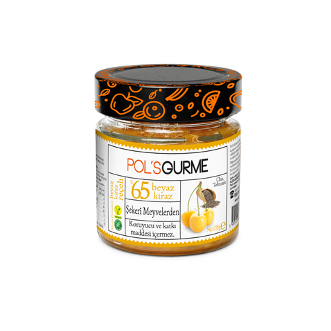 Pol's Gurme Beyaz Kiraz Reçeli Chia Tohumlu Şeker İlavesiz %65 Meyve Oranlı 285 g