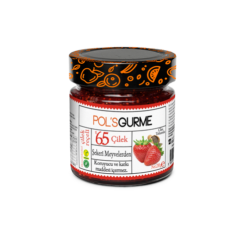 Pol's Gurme Çilek Reçeli Chia Tohumlu Şeker İlavesiz %65 Meyve Oranlı 285 gr