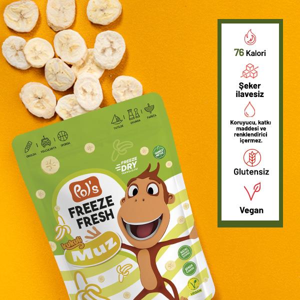 Pol's Freeze Fresh Dondurularak Kurutulmuş Kukuli Muz 20 gr