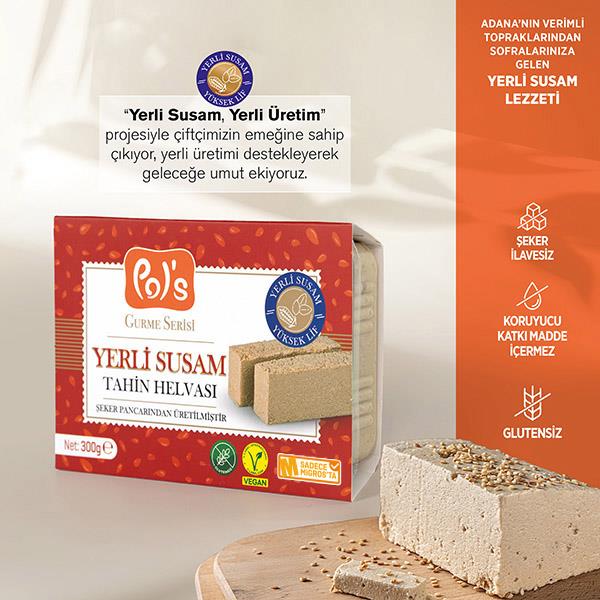 Pol's Gurme Yerli Susam Şeker Pancarlı Sade Tahin Helvası 300 g