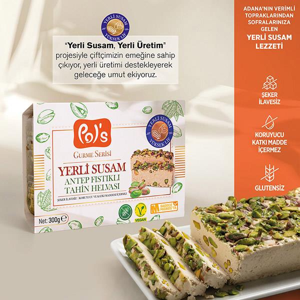 Pol's Gurme Yerli Susam Serisi Antep Fıstıklı Tahin Helvası 300 g