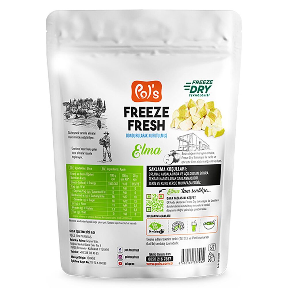 Pol's Freeze Fresh Dondurularak Kurutulmuş Elma 20 g - Görsel 3